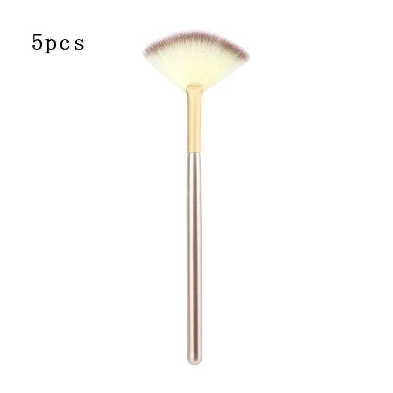 5pcs Fan Brushes Facial Brushes Soft Makeup Brush Cosmetic Applicator Tools Wooden Handle and Soft Fiber for Glycolic Peel Mask