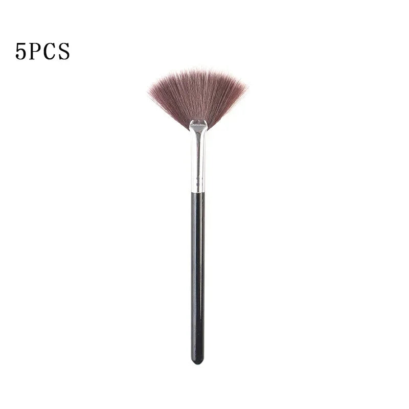 5pcs Fan Brushes Facial Brushes Soft Makeup Brush Cosmetic Applicator Tools Wooden Handle and Soft Fiber for Glycolic Peel Mask