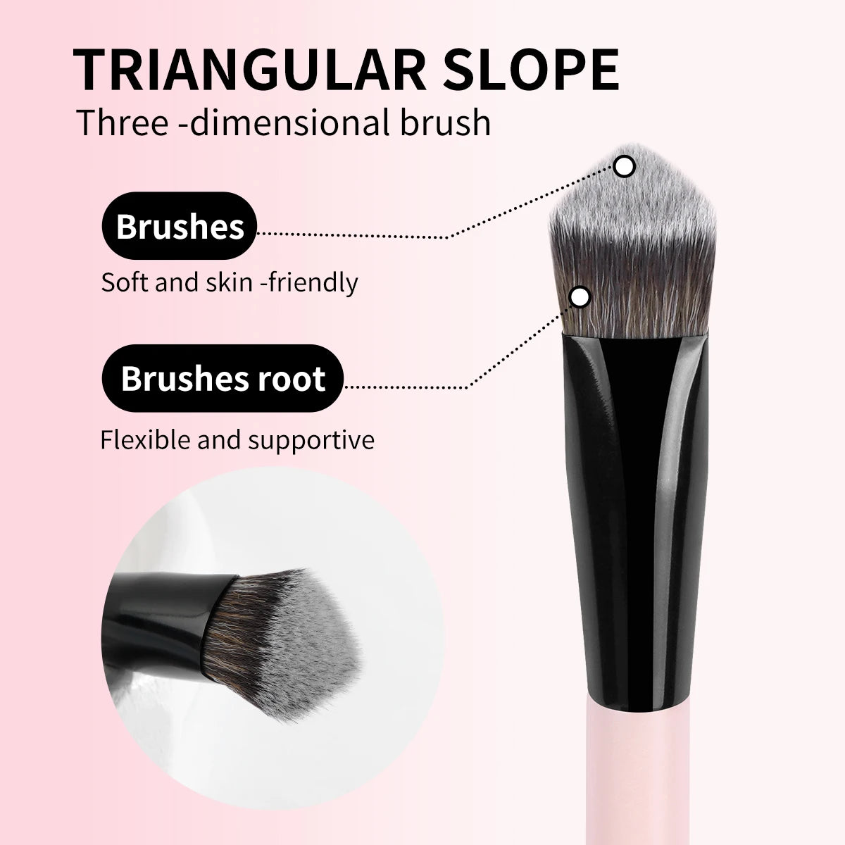 MAANGE Makeup Brush Triangle Top Brush Details for Highligh Conceal Cosmetics Blending Brush Soft Bristle for Travel Gift