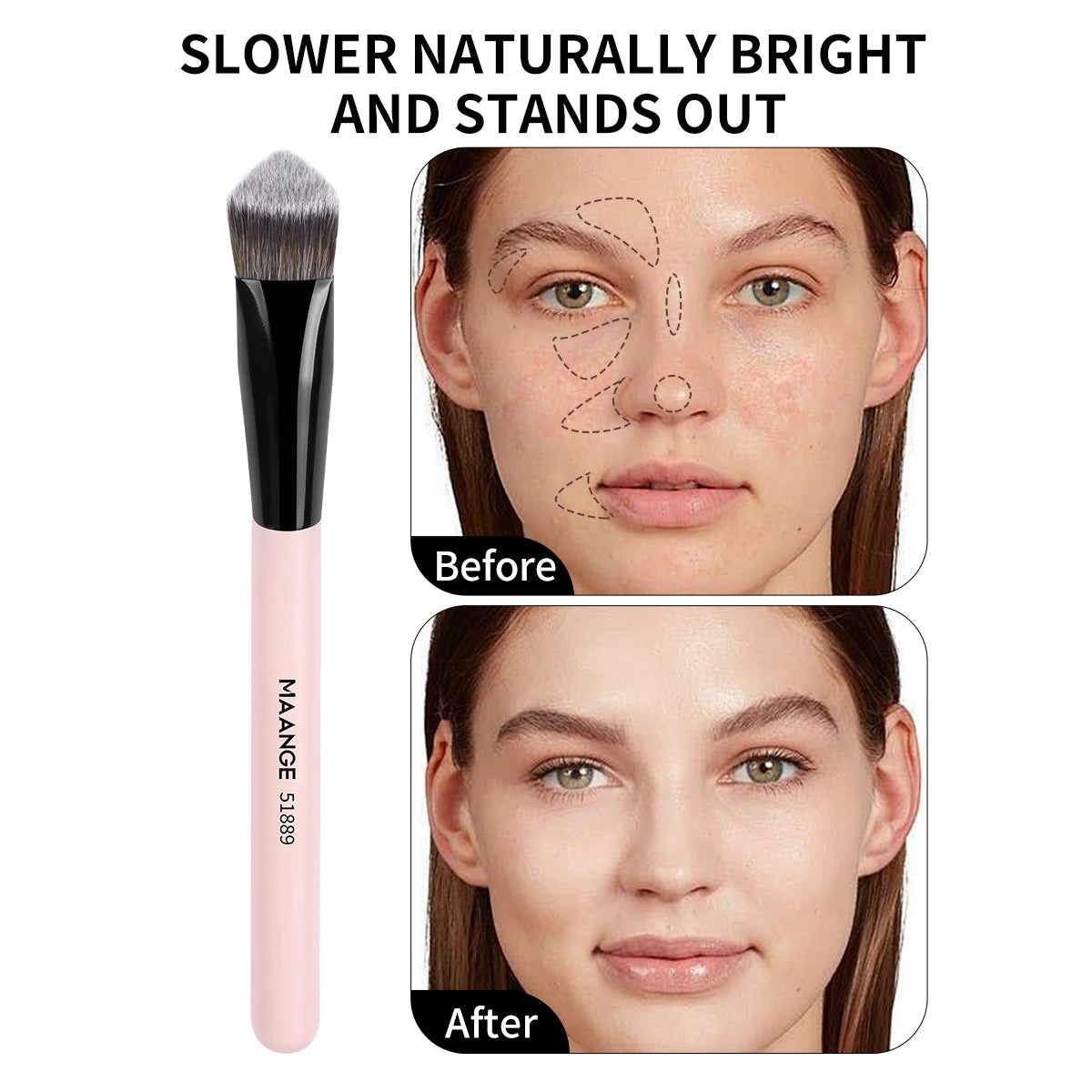 MAANGE Makeup Brush Triangle Top Brush Details for Highligh Conceal Cosmetics Blending Brush Soft Bristle for Travel Gift