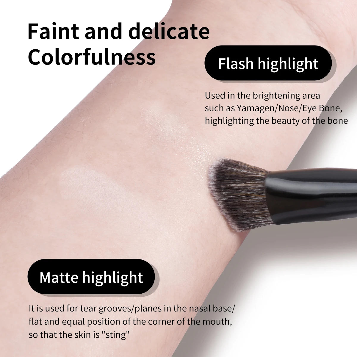 MAANGE Makeup Brush Triangle Top Brush Details for Highligh Conceal Cosmetics Blending Brush Soft Bristle for Travel Gift