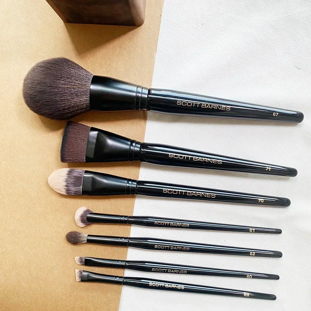 Luxury Black Makeup Brushes Set from SCOTT Super-soft Synthetic Hair Face Powder Blush Eye Shadow Blending Cosmetic Brush Tools