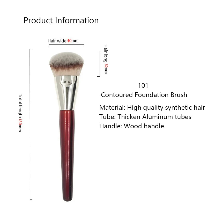 1pc 101 Contoured Foundation Makeup brushes Angled Liquid Base Concealer Make up brushes Red wood handle cosmetic tools 506